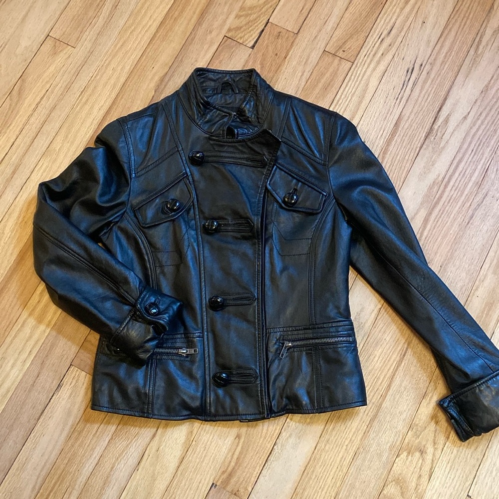 Women’s size small black leather jacket